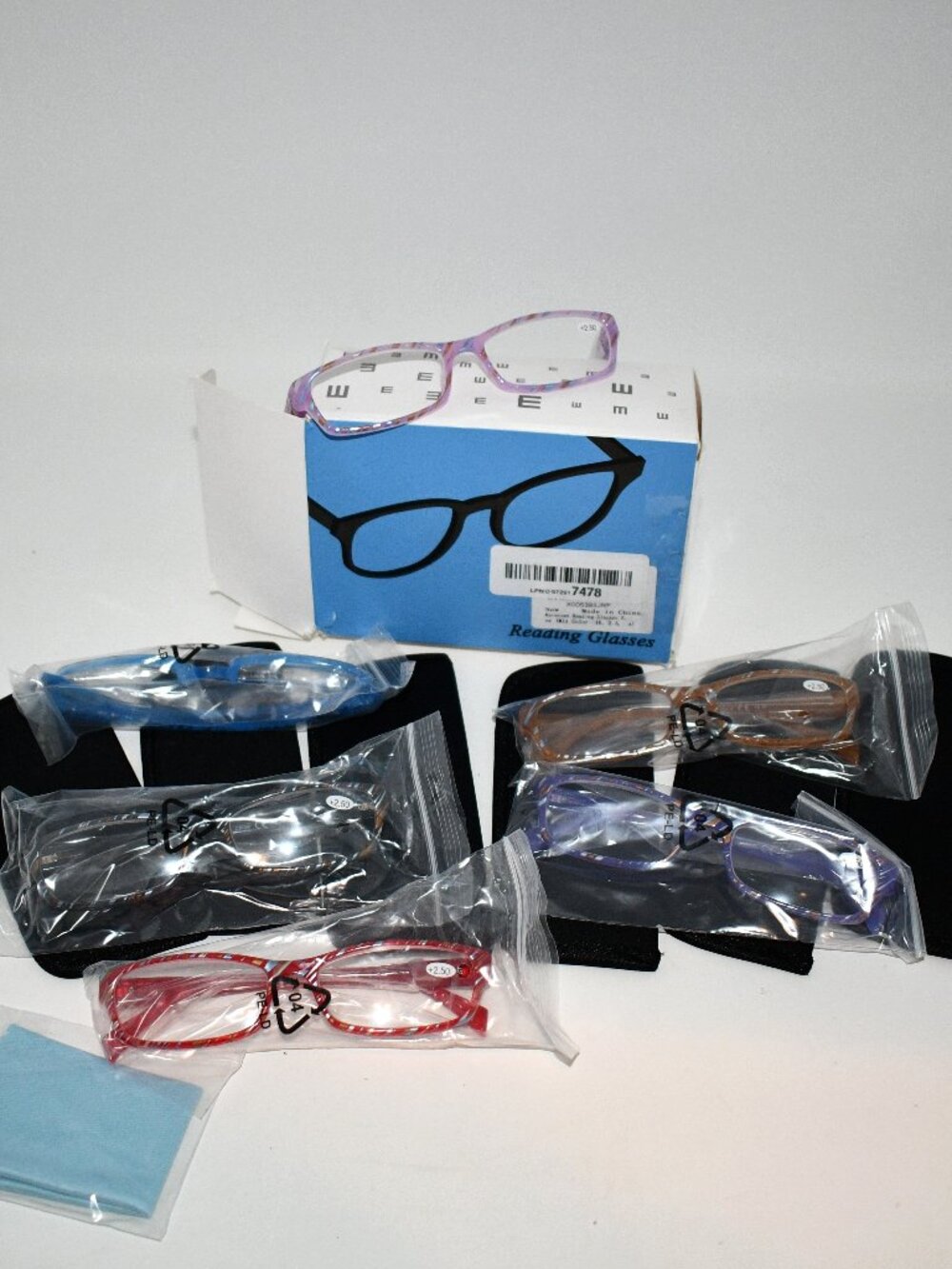 Kerecsen Reading Glasses +2.50 Set of 5 Assorted Colors Readers Cases New